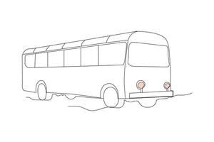 Bus line art outline vector isolated on white background. Bus abstract one line art drawing.