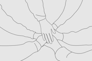 Friends holding hand outline vector. Best friends concept background. Vector illustration.