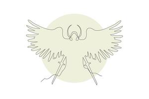 Grim reaper with wings and sword line art vector isolated on white background.