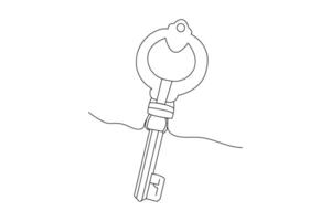 Key continuous outline vector isolated on white background. Key abstract one line art drawing