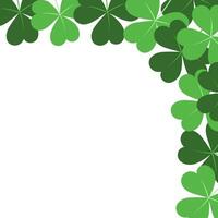 St. Patricks corner frame border of shamrocks in trendy green. Copy space. Greetings design concept vector