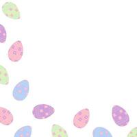 Abstract corner frame of painted Easter Eggs in trendy soft shades. Easter greetings design concept vector