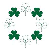 Abstract shamrock frame with top and bottom border in trendy green. Concept for St. Patrick greeting vector