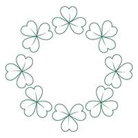 Abstract round frame border of contour drawn shamrocks. Copy space. Concept for St. Patrick greeting vector