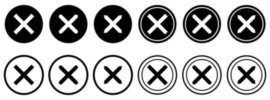 icon set delete, wrong or cancel symbols. vector isolated on white background. design for app, web.