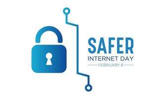 Safer Internet Day, February 6. Online and cyber sequrity awareness vector template for banner, card, poster and background design. Vector illustration.