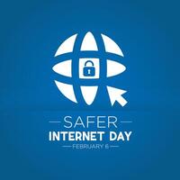 Safer Internet Day, February 6. Online and cyber security awareness vector template for banner, card, poster and background design. Vector illustration.