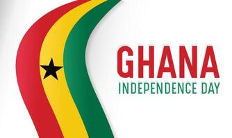 Happy Ghana Independence Day celebration every year in 6th March. Vector template for banner, greeting card, poster with background. Waving Ghana flags. Vector illustration.