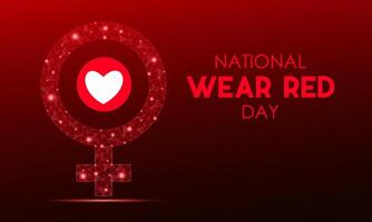 National Wear Red Day celebrated every year on February 2. Vector illustration on the theme of Wear Red Day. Vector Template for banner, greeting card, poster and background design.