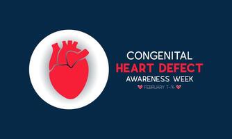 Congenital Heart Defect Awareness Week observed every year in during February 7 to 14. Health and Medical Awareness Vector template for banner, poster and background design. Vector illustration.