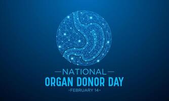 National Organ Donor Day is observed every year in February 14. National Donor Day. Health and Medical Awareness Vector template for banner, card, poster and background design. Vector illustration.