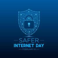 mas seguro Internet día, febrero 6. en línea y ciber seguridad conciencia vector modelo para bandera, tarjeta, póster y antecedentes diseño. vector ilustración.