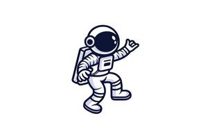 Cute Astronaut Cartoon Vector Icon Illustration. Science Food Icon Concept Isolated Premium Vector. Flat Cartoon Style