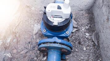 Water meters for record the amount of water comsumption on the water supply industry. photo