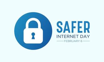 Safer Internet Day, February 6. Online and cyber sequrity awareness vector template for banner, card, poster and background design. Vector illustration.