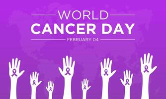 mundo cáncer día es observado cada año en febrero 4. salud y médico conciencia vector modelo para bandera, tarjeta, póster y antecedentes diseño. vector ilustración.