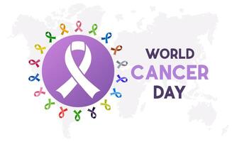 World Cancer Day is observed every year in February 4. Health and Medical Awareness Vector template for banner, card, poster and background design. Vector illustration.