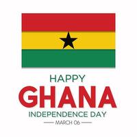 Happy Ghana Independence Day celebration every year in 6th March. Vector template for banner, greeting card, poster with background. Waving Ghana flags. Vector illustration.