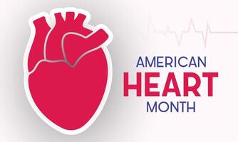 American heart month is observed every year in February. February is american heart month. Vector template for banner, card, poster with background. Vector illustration.