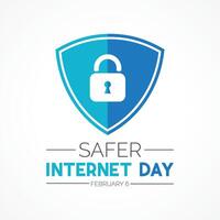 Safer Internet Day, February 6. Online and cyber security awareness vector template for banner, card, poster and background design. Vector illustration.