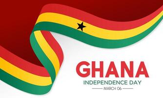 Happy Ghana Independence Day celebration every year in 6th March. Vector template for banner, greeting card, poster with background. Waving Ghana flags. Vector illustration.