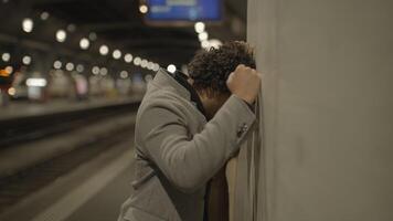 Unhappy Man Talking Frustrated Arguing Annoyed Outside In The City video