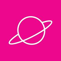 Planet sign illustration. White icon on magenta background. Vector. elemental science, art of the solar system. One of the ring planets. science element background with line style vector