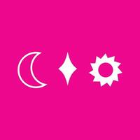 Planet sign illustration. White icon on magenta background. Vector. elemental science, art of the solar system. One of the ring planets. science element background with line style vector