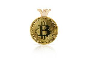 Bitcoin gold coin with crown isolated on white background. Cryptocurrency concept. Digital money. photo