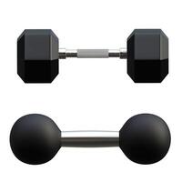 Modern dumbbells from bright steel isolated on white background photo