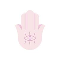 yoga mano, hamsa, mal ojo , dibujos animados estilo aislado en blanco antecedentes vector