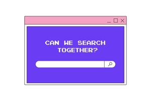 neobrutalism, y2k interface, retro groovy internet window, search, search bar vector