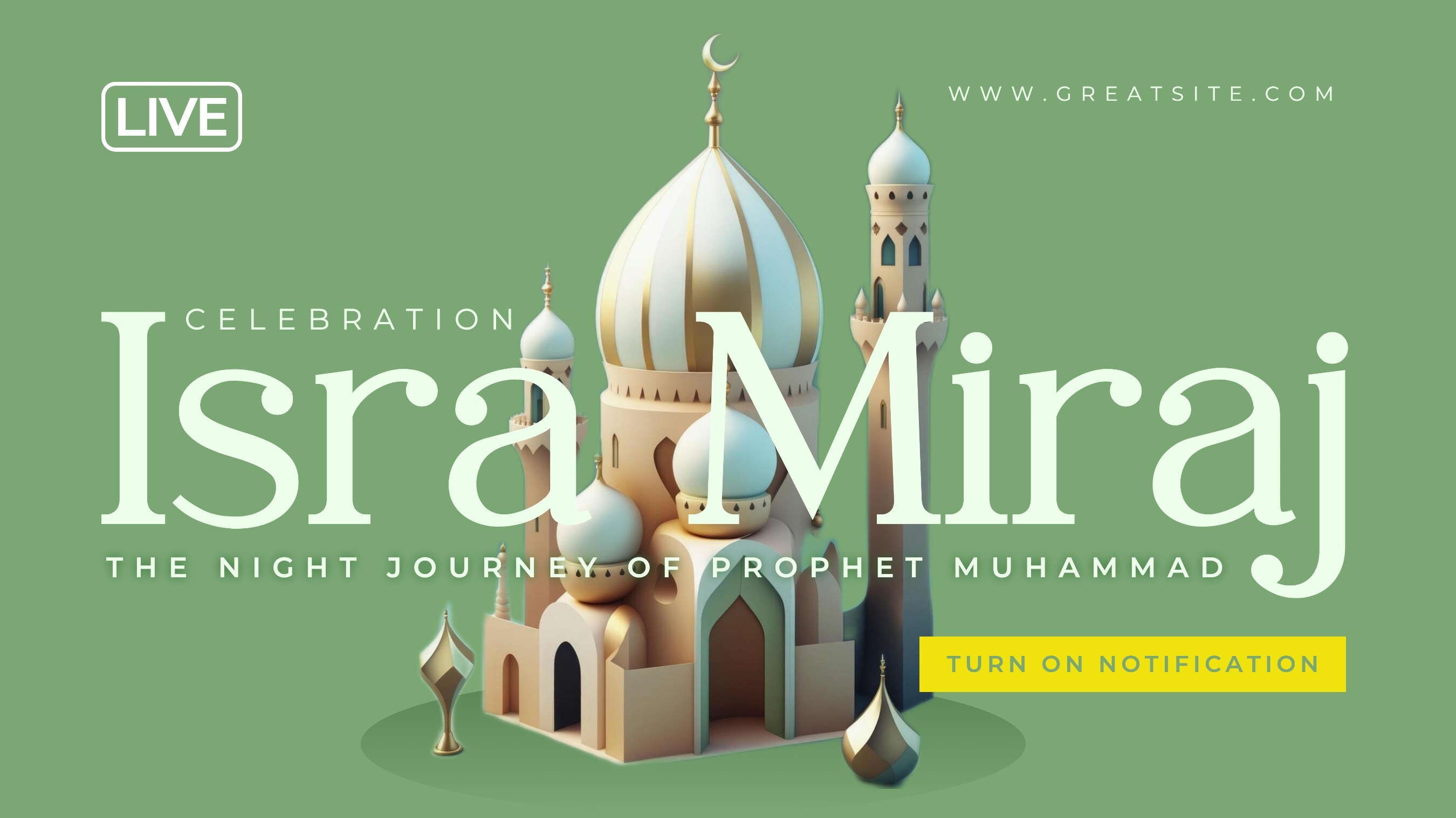 Green Minimalist Isra Miraj Youtube Banner