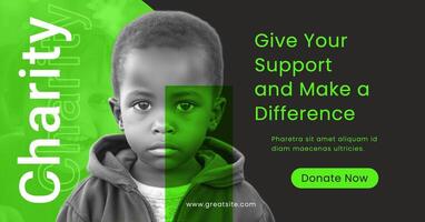 Green and Black Minimalist Charity Facebook Ads template