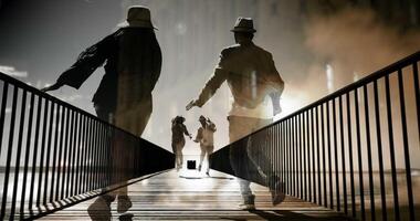 A Man And A Woman Walking Together Outdoors On Bridge Road video