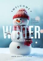 Blue White Winter Greeting Card template