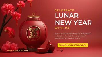 Red Yellow Lunar New Year Youtube Banner template