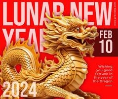 Red Lunar New Year Facebook Post template