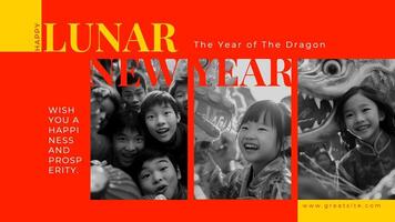 Red Yellow Lunar New Year Twitter Post template