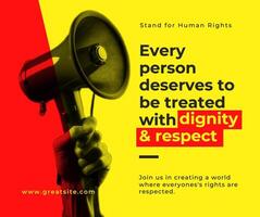 Yellow and Red Minimalist Human Rights Facebook Post template