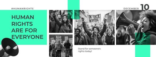 Aquamarine Simple Human Rights Facebook Cover template