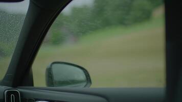 POV View Of Car Mirror Driving On Urban City Road video