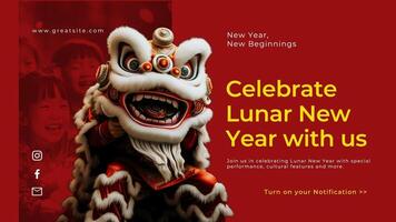 Red Yellow Lunar New Year Youtube Banner template