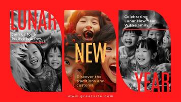 Red Modern Lunar New Year Youtube Thumbnail template