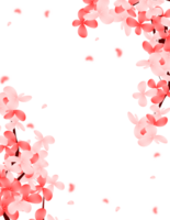 Sakura Bloom Falling Petals Frame. Cherry Blossom Flowers Branch Border Background. png