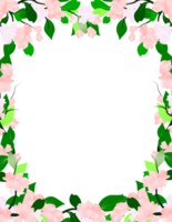 Spring Floral Frame Clipart. Leaves Flowers Branch Border Background. png