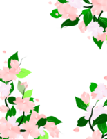 Spring Floral Frame Clipart. Leaves Flowers Branch Border Background. png