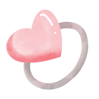 Pink heart shape ring, valentine day. png