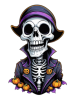 AI generated Halloween skeleton with pumpkins on transparent background png