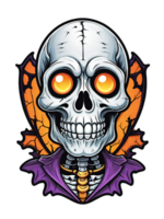 AI generated Halloween illustration of skeleton on transparent background png